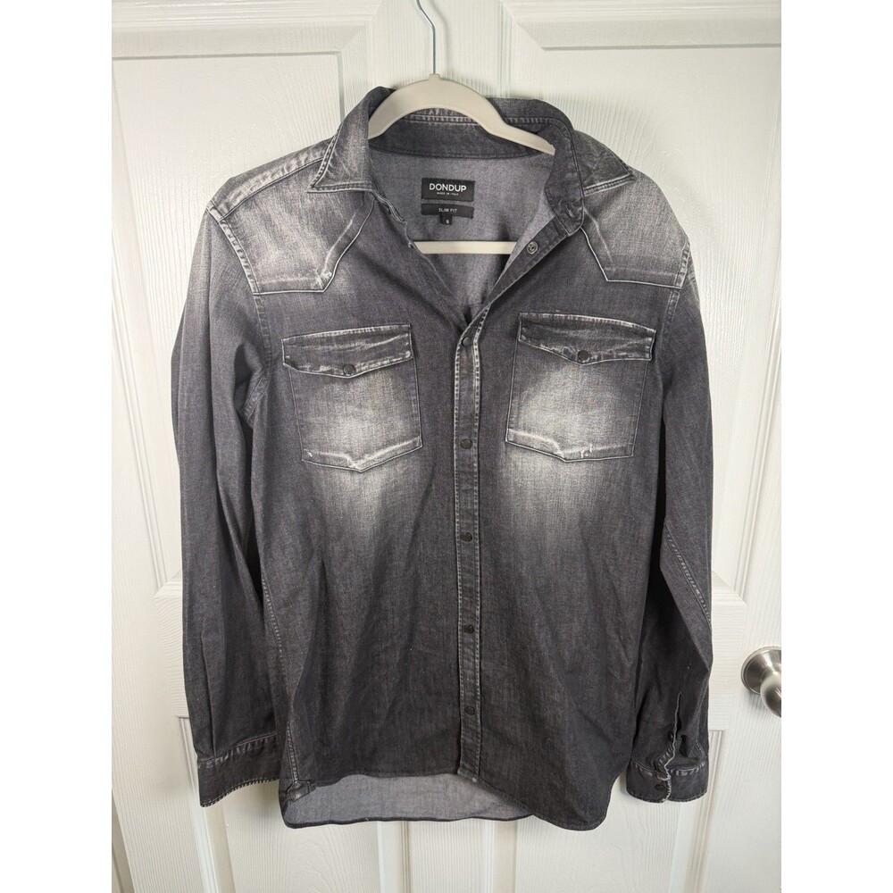 Dondup Button Up Shirt Men’s S Slim Fit Grunge Distressed Goth Emo Going Out